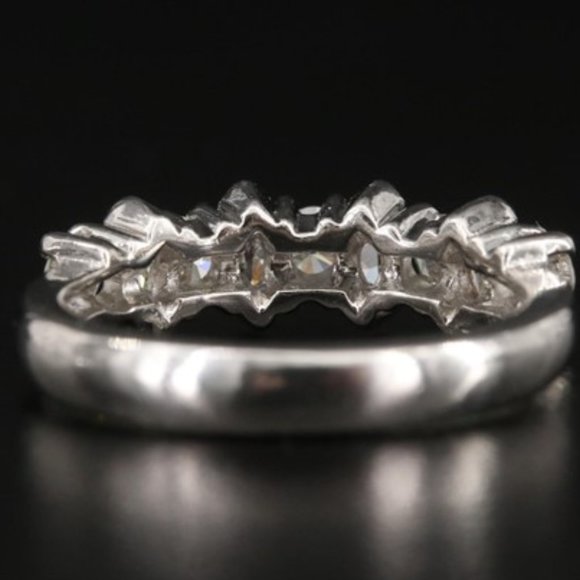 Platinum 1.02 CTW Genuine-Diamond Band-Marquise and Round Brilliant cut stones - Picture 4 of 7